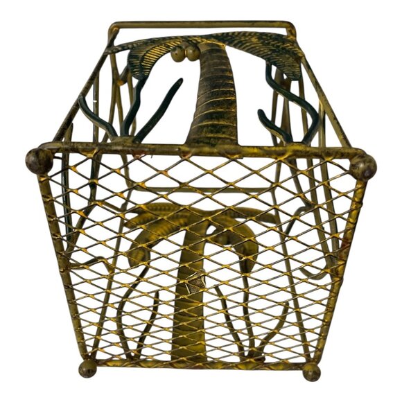 Vintage Metal Palm Tree Holder – Tropical Coastal Decor Wire Basket - Picture 5 of 5